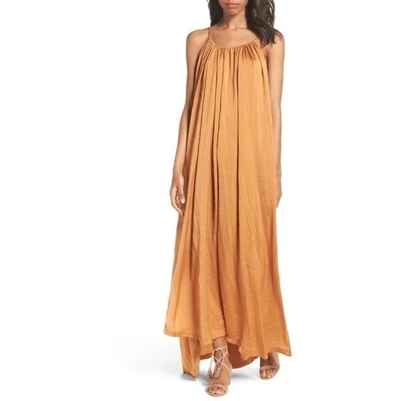 Revolve Knot Sisters String Halter Maxi Dress with Slits Size Small Color Bronze - Picture 1 of 7